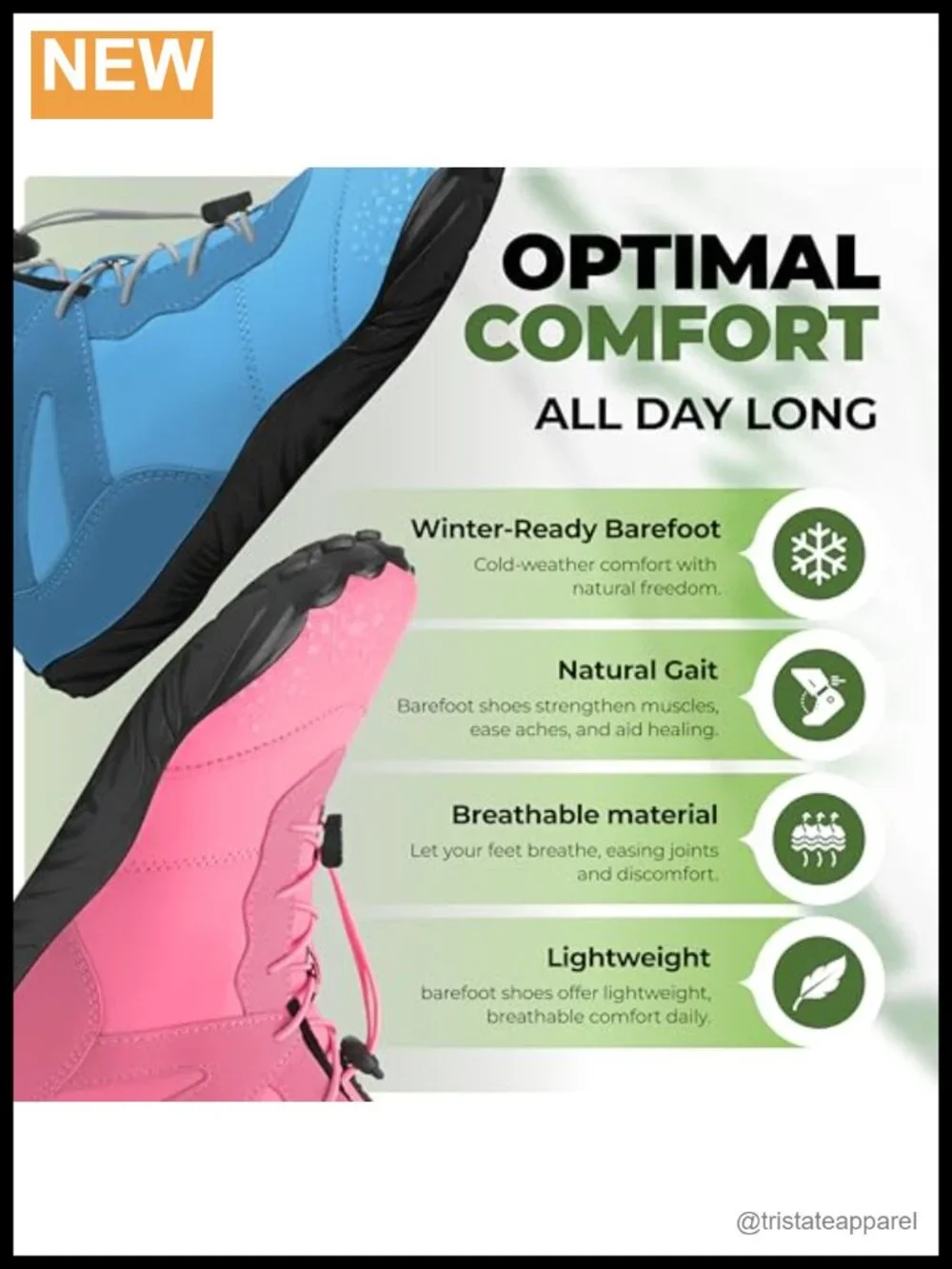 Women's Barefoot Winter Boots Wide Toe Box Non-Slip Rubber Sole